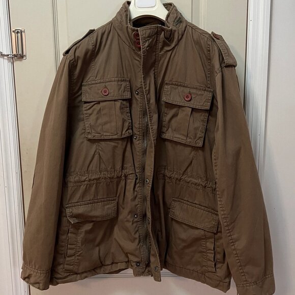 Flintoff by Jacamo Men's Size XL 100% Cotton Zip Front/Snap Front Jacket. Brown.